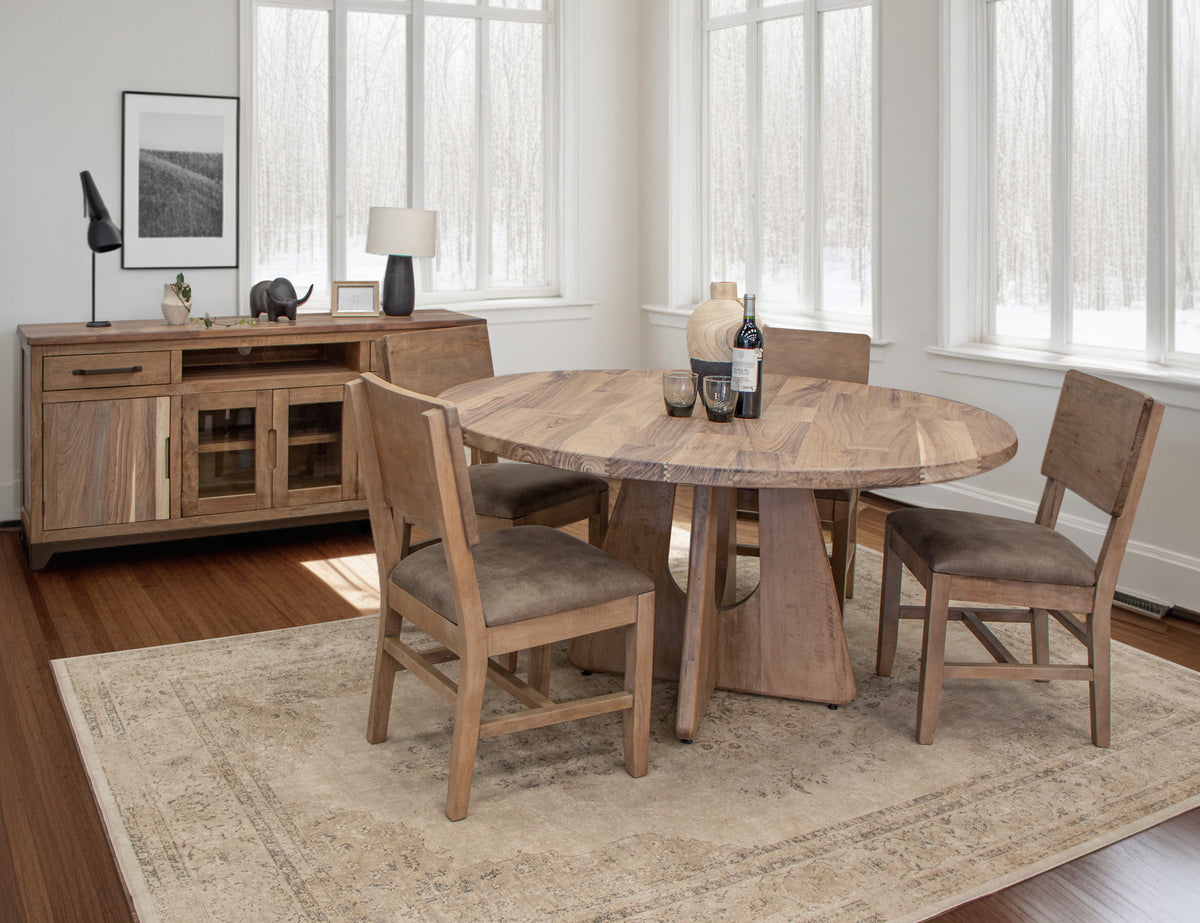 Natural Parota Round Table, Brown, base