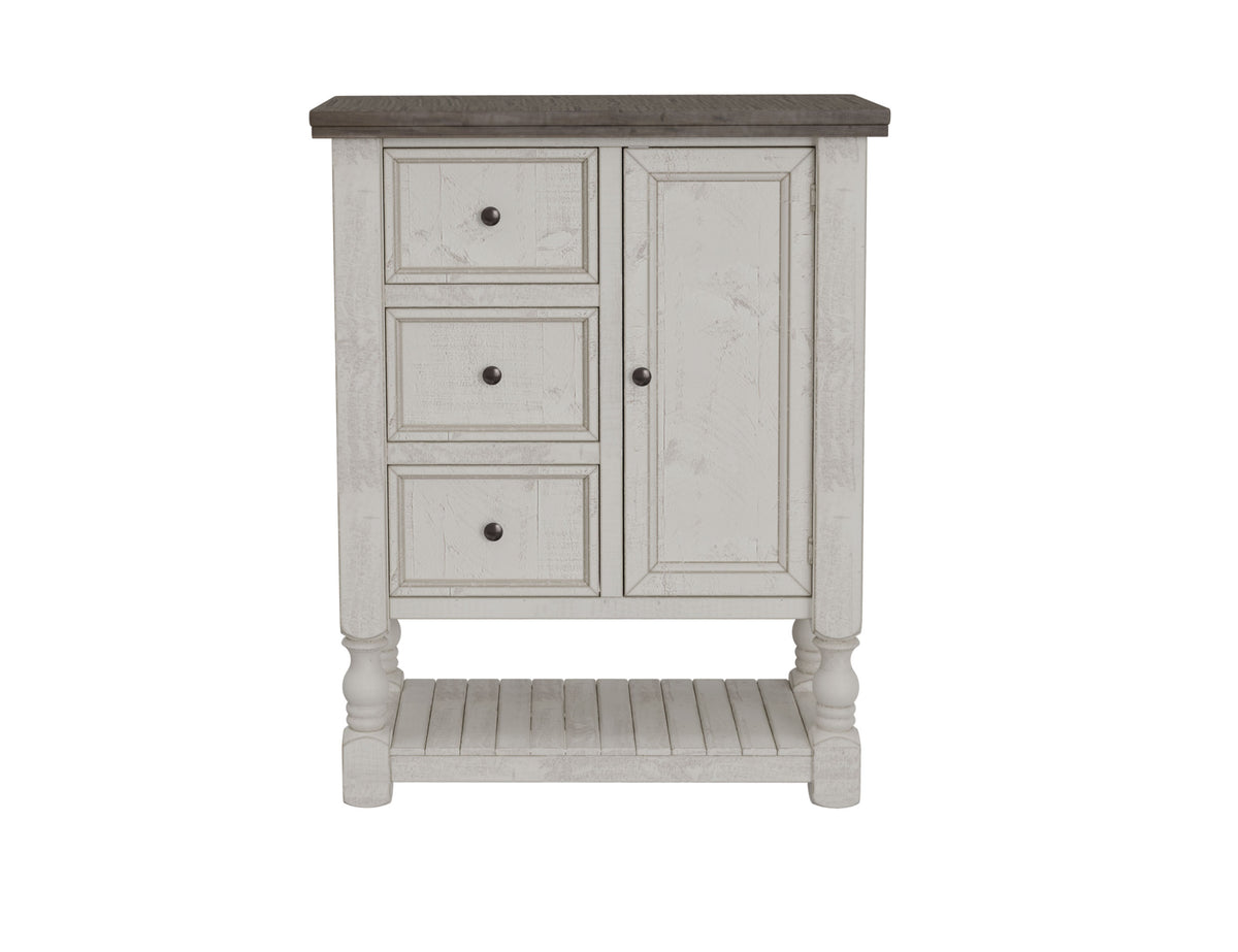 Stone Chest, White, 3 Drawer, 1 Door
