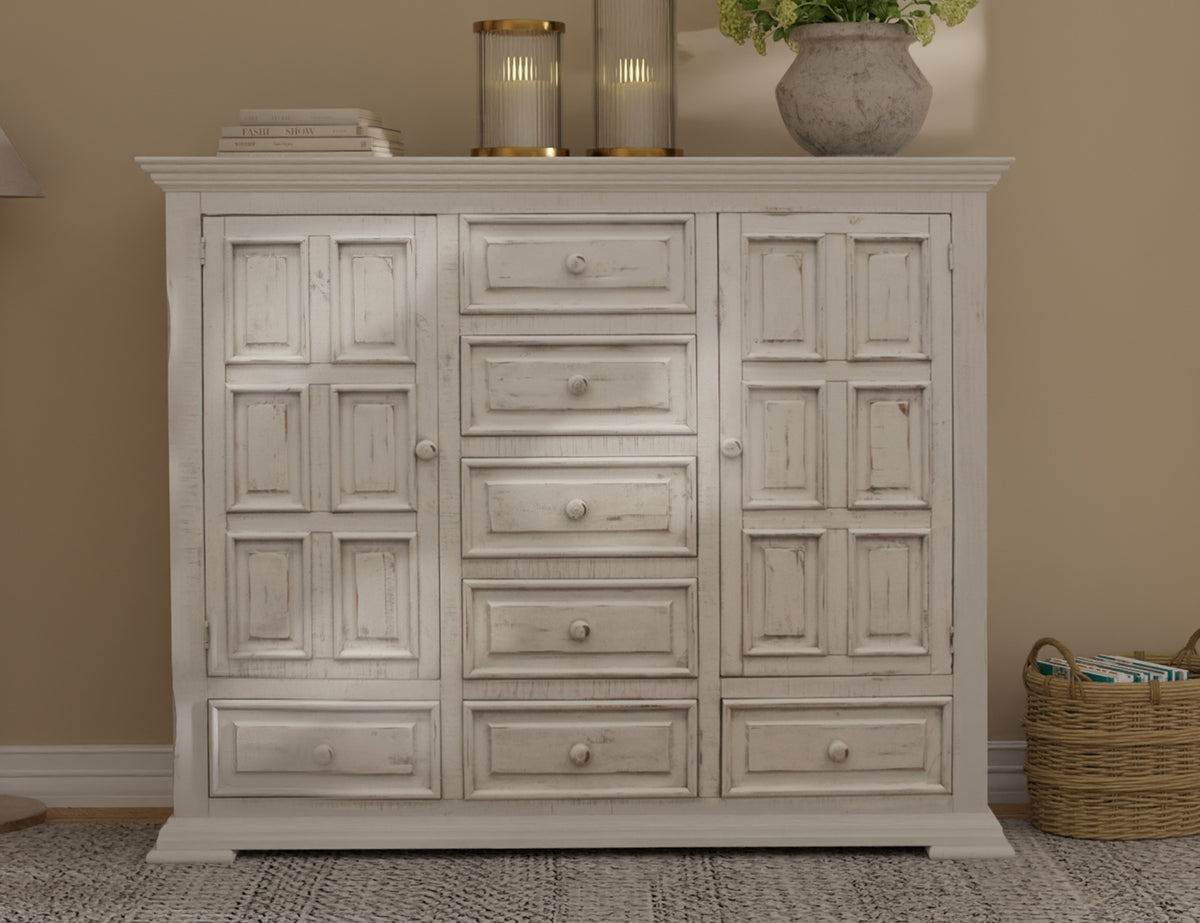 Terra White Chest, 7 Drawer 2 Door Mule