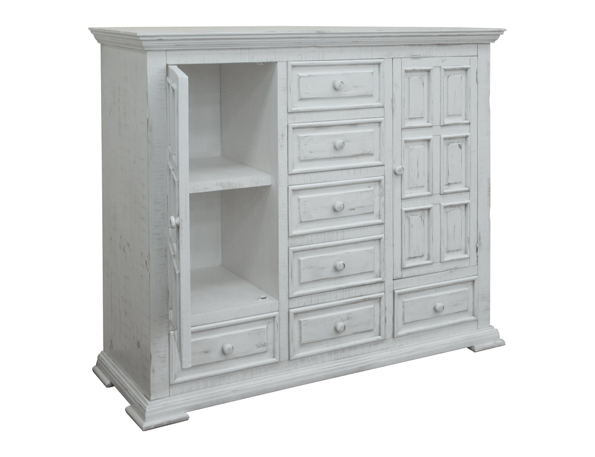 Terra White Chest, 7 Drawer 2 Door Mule