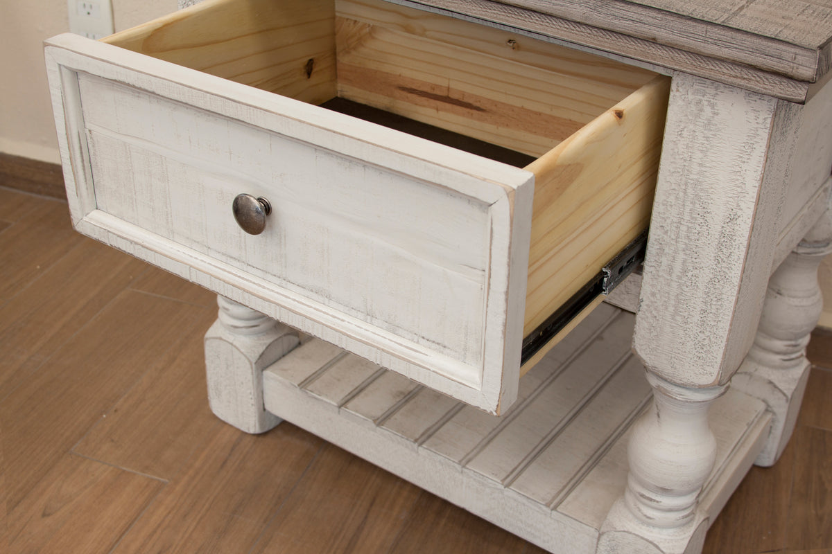 Stone Chest, White, 3 Drawer, 1 Door
