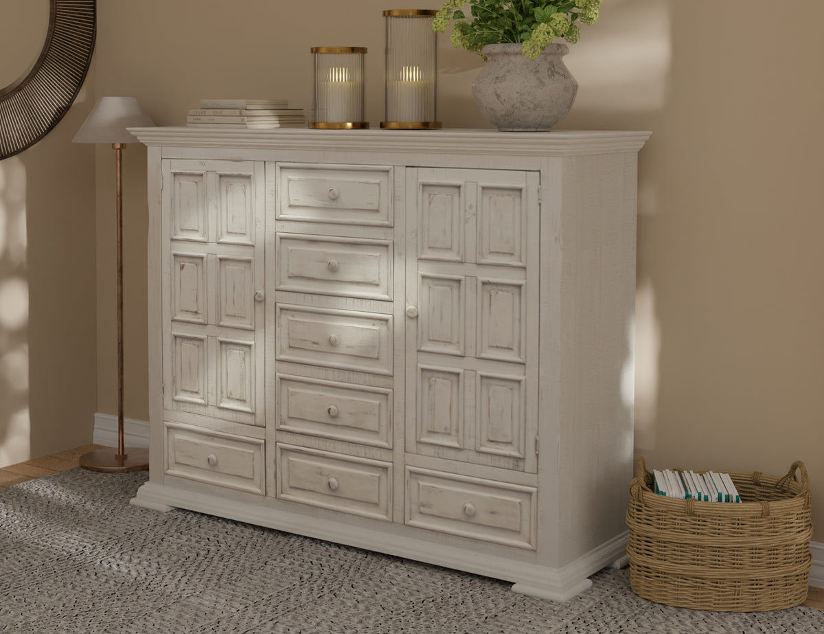 Terra White Chest, 7 Drawer 2 Door Mule
