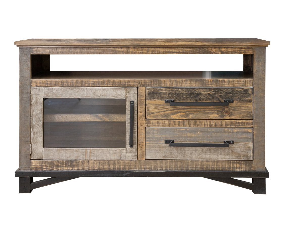 Loft Brown TV Stand, Multicolor, 2 Drawer 1 Door 52"