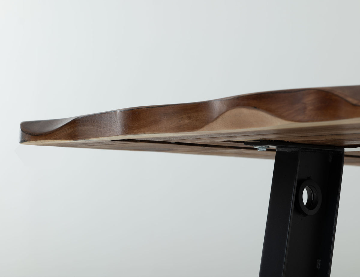 Parota Table, Brown, Iron Base