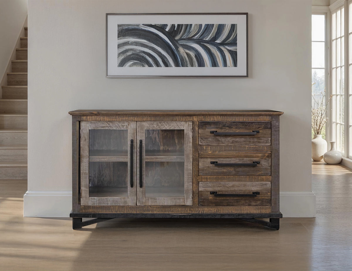 Loft Brown Buffet, Multicolor, 3 Drawer 2 Doors