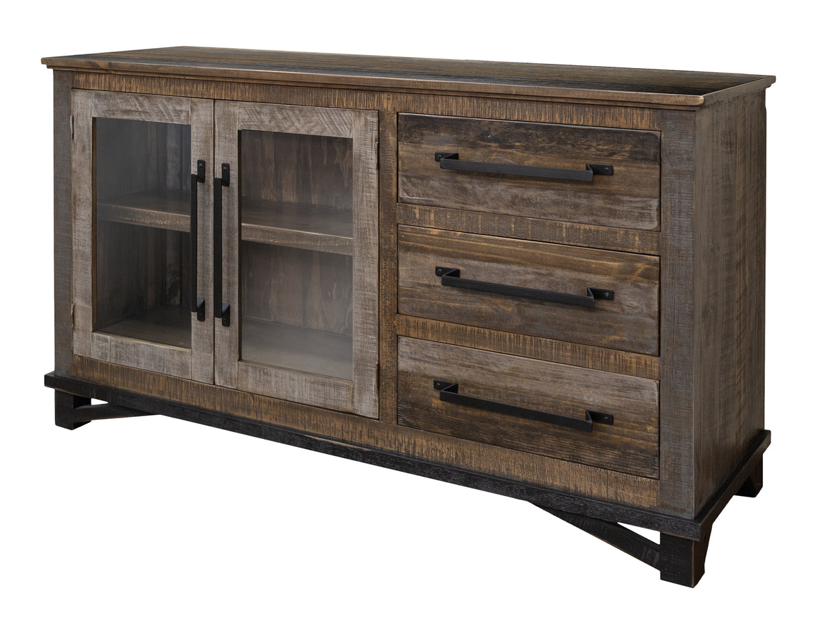 Loft Brown Buffet, Multicolor, 3 Drawer 2 Doors