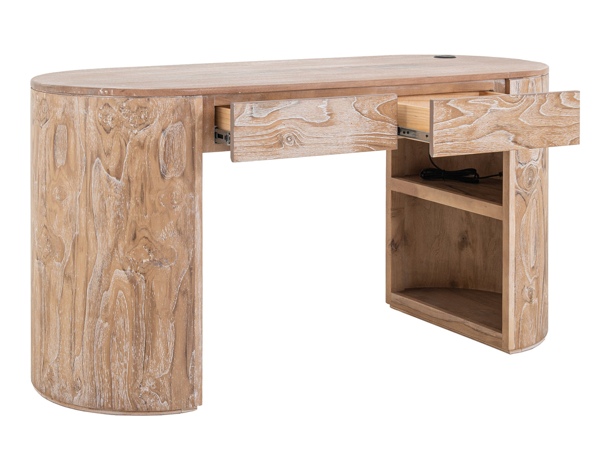 White Balam Desk, White, 2 Drawer
