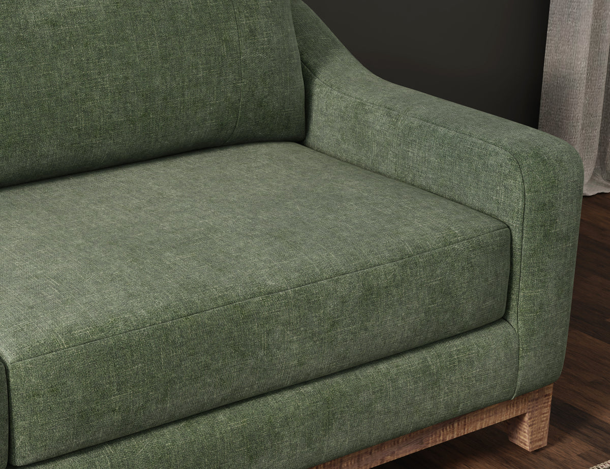 Olivo Loveseat, Green, Wooden Frame & Base