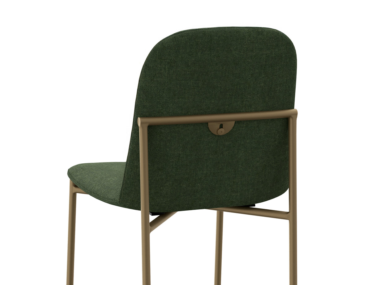 Seating Upholstered Barstool, Green/Gold, Wooden Frame & Metal Base, Barstool 24" - IUP803-BST24-111