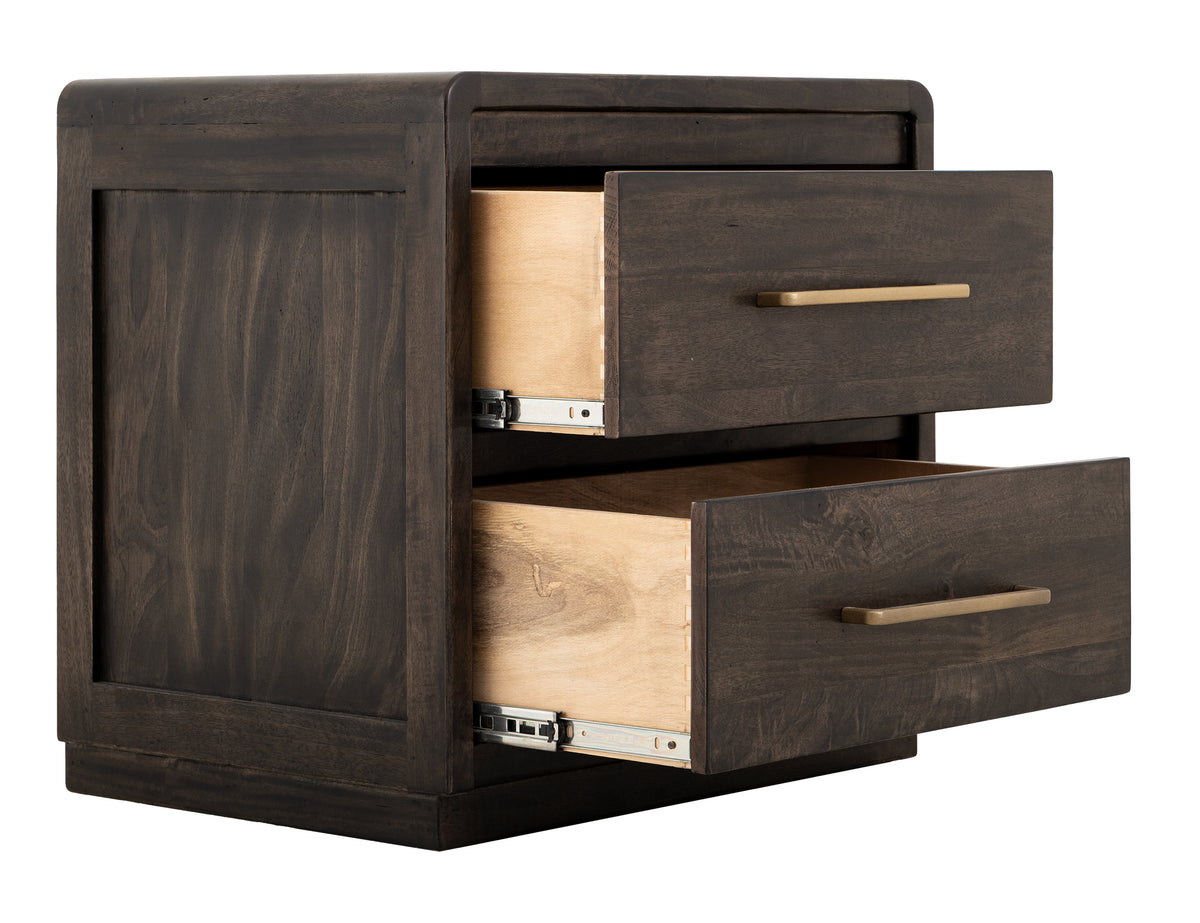 Dark Mezquite Nightstand, Black, 2 Drawer - IFD6631NTS