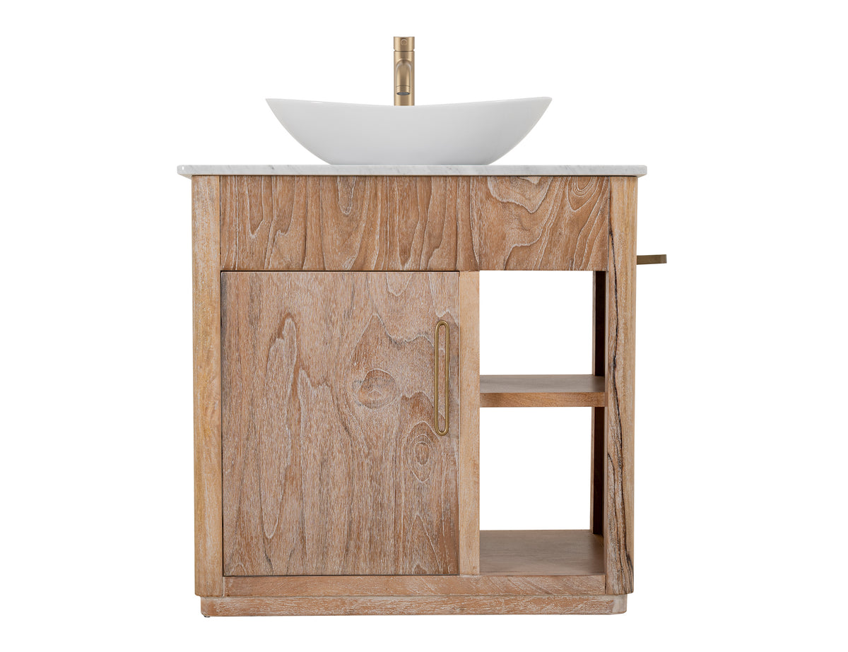 White Balam Bathroom Vanity Base, White, 1 Door & 1 Shelf Bathroom Server Base (sink and faucets are not included)