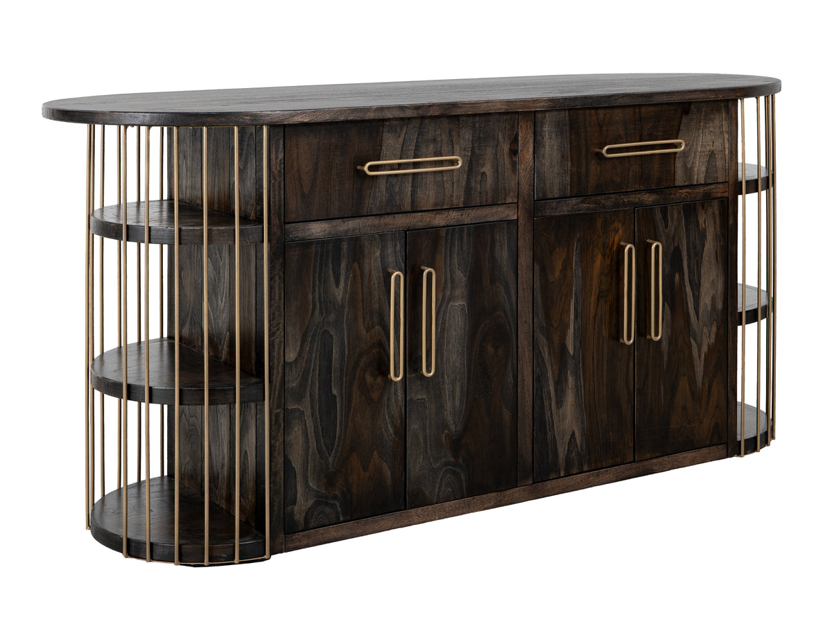 Black Balam Kitchen Island, Black, 2 Drawer & 4 Door, 6 Shelf