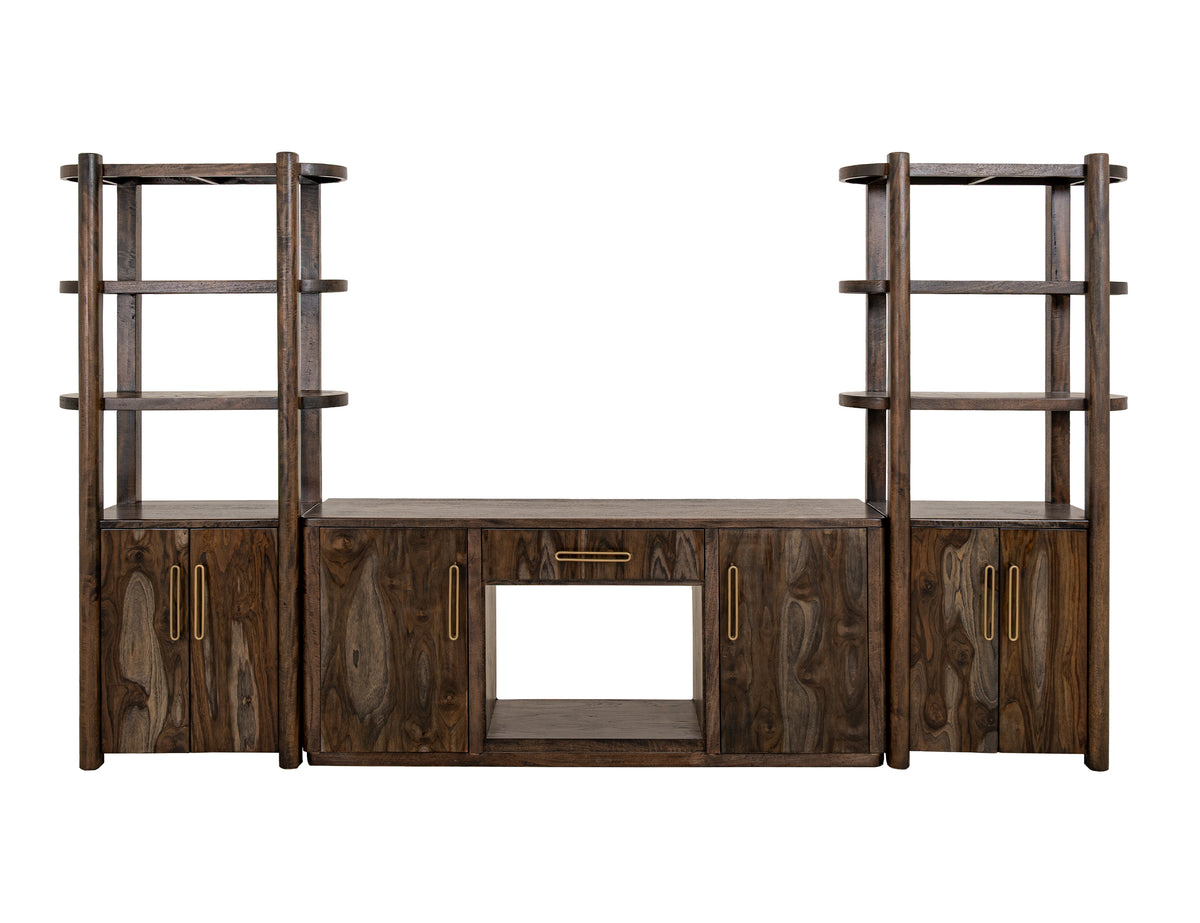 Black Balam TV Stand, Black, 1 Drawer & 2 Door, TV Stand for Fireplace