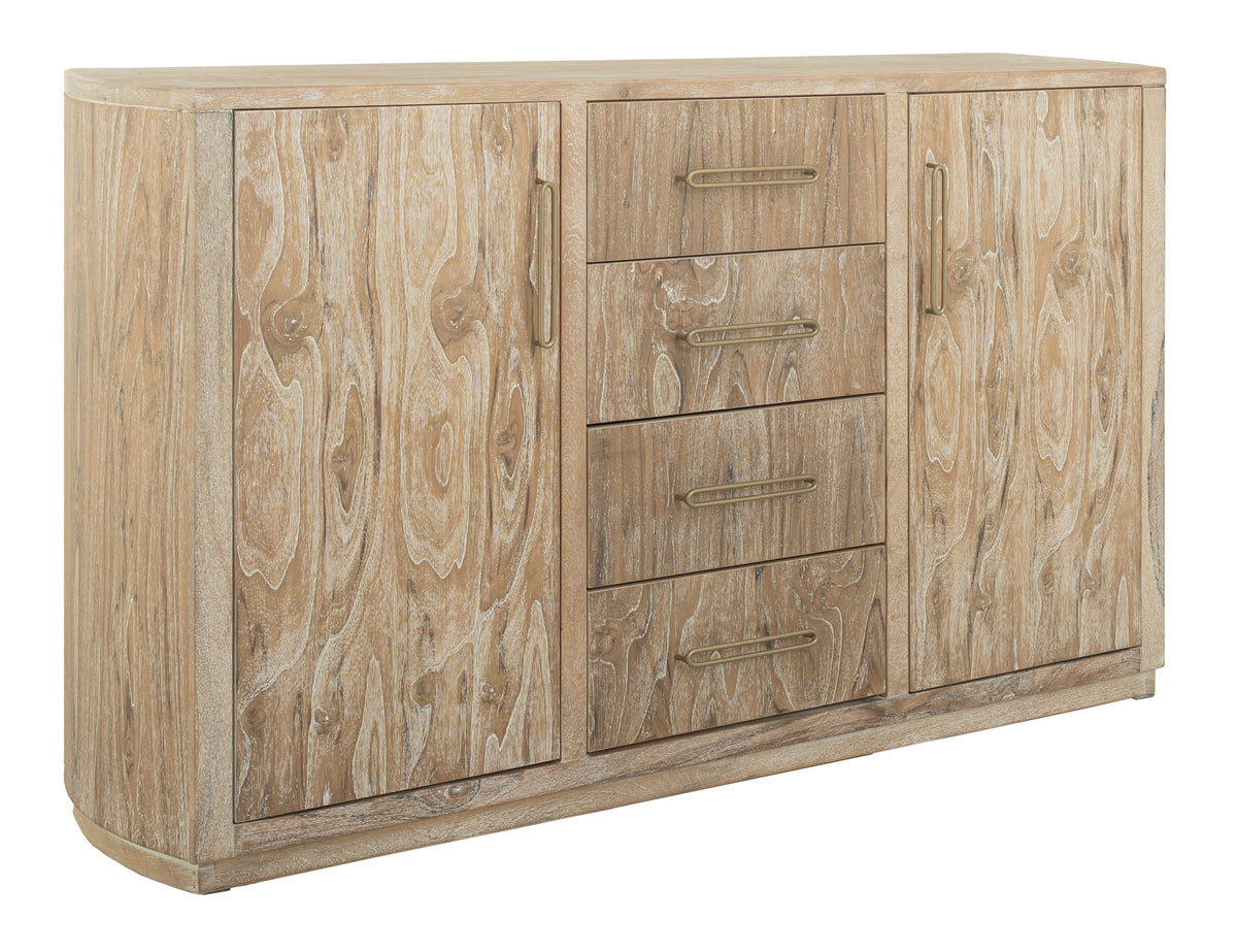 White Balam Buffet, White, 4 Drawer & 2 Door