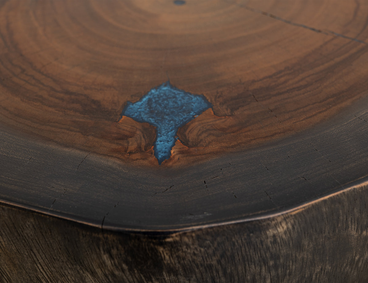 Parota Epoxy Chairside Table, Live Edge - IFD8351CSTBL