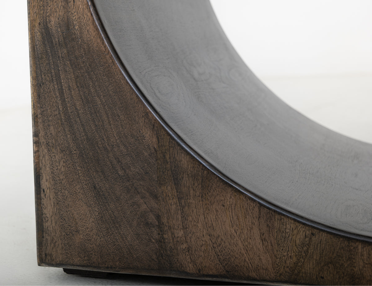 Dark Mezquite Chairside Table, Black, Wooden