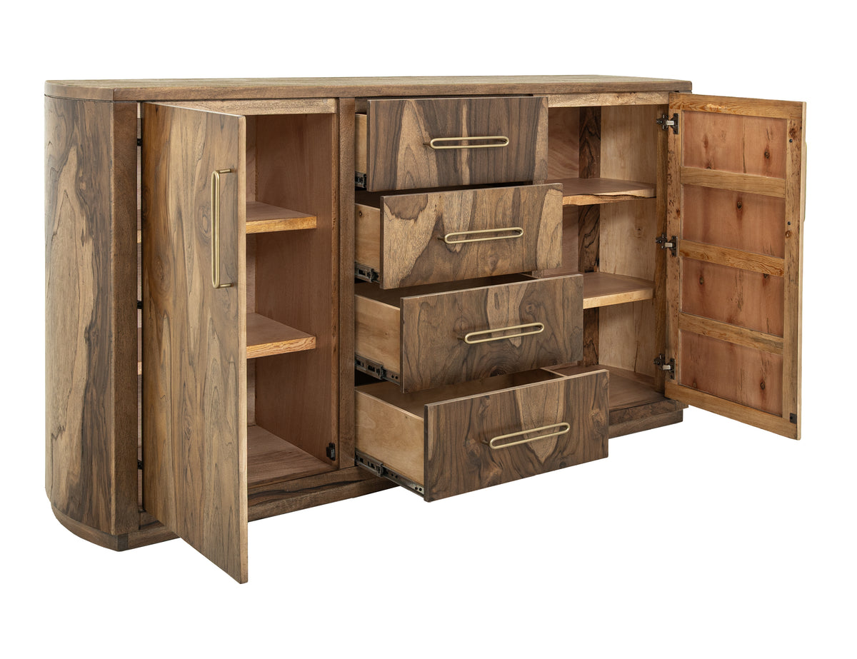 Balam Buffet, Brown, 4 Drawer & 2 Door