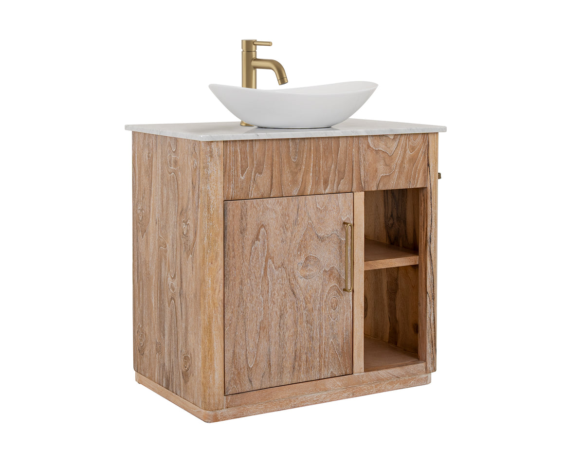 White Balam Bathroom Vanity Base, White, 1 Door & 1 Shelf Bathroom Server Base (sink and faucets are not included)