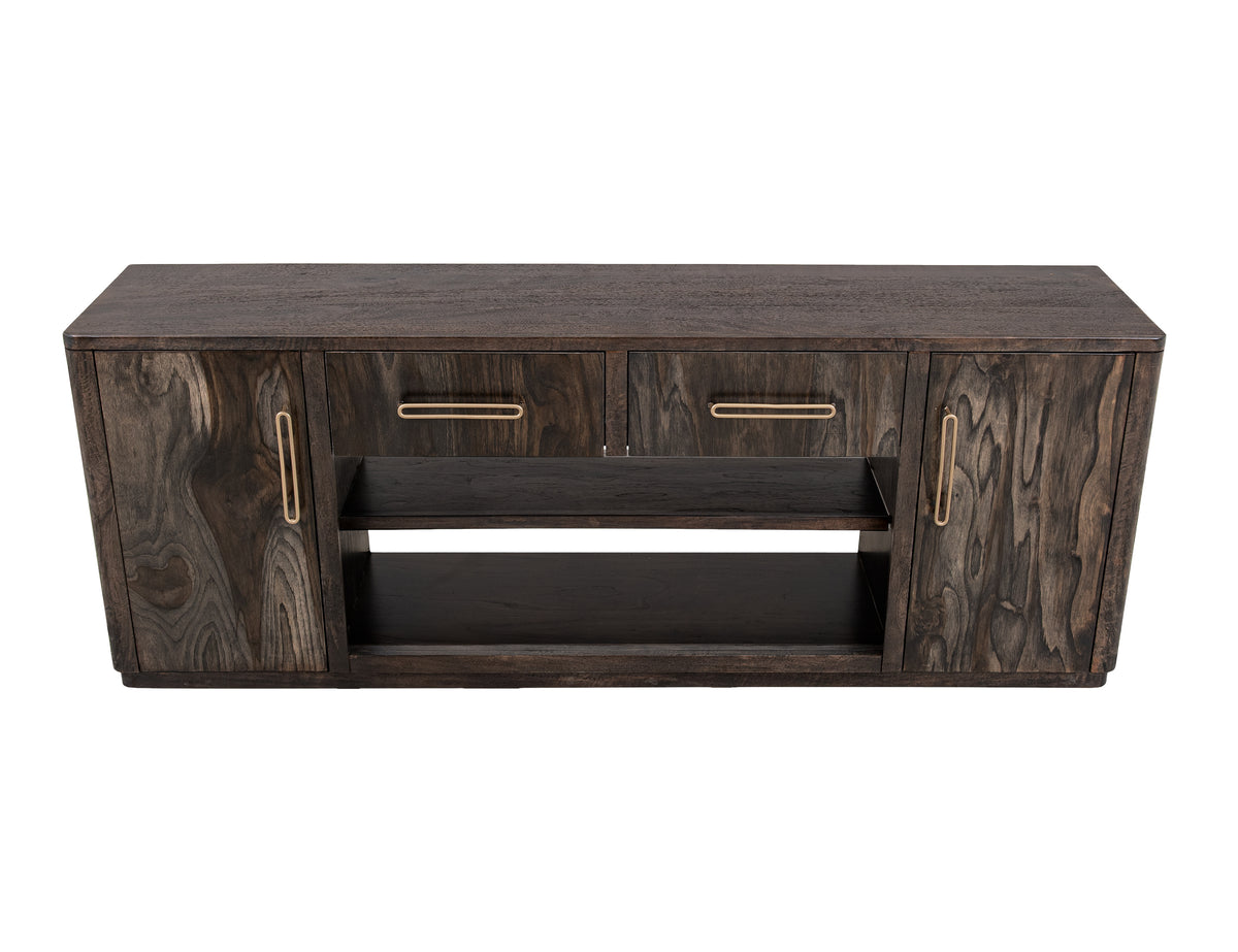 Black Balam TV Stand for Fire Place, Black, 2 Drawer & 2 Door TV Stand, 80" for Fireplace