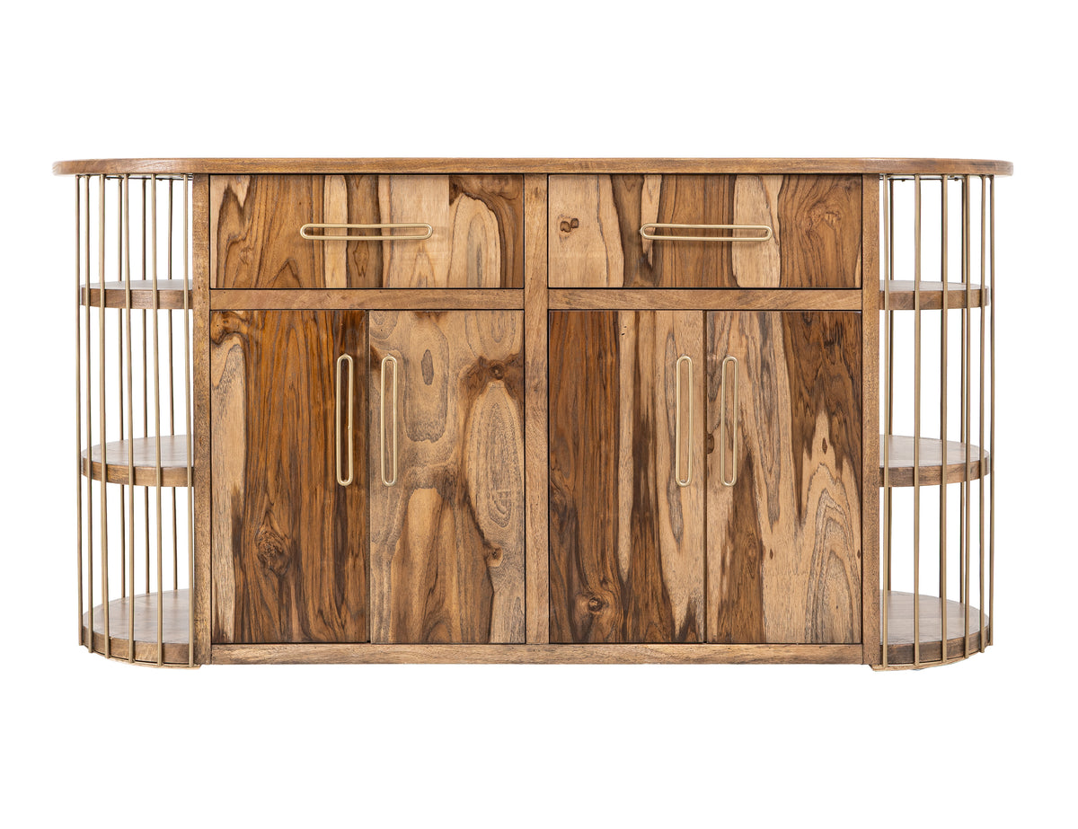 Balam Kitchen Island, Brown, 2 Drawer & 4 Door, 6 Shelf