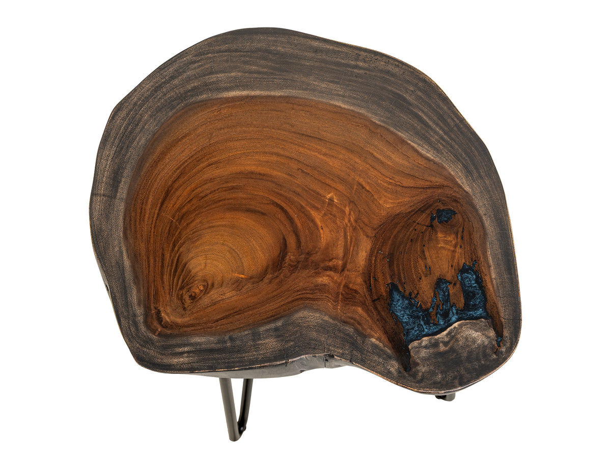 Parota Epoxy End Table, Live Edge - IFD8351ENDBL