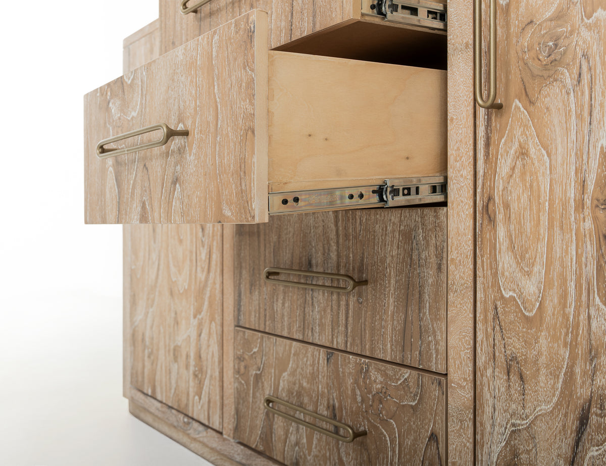 White Balam Buffet, White, 4 Drawer & 2 Door