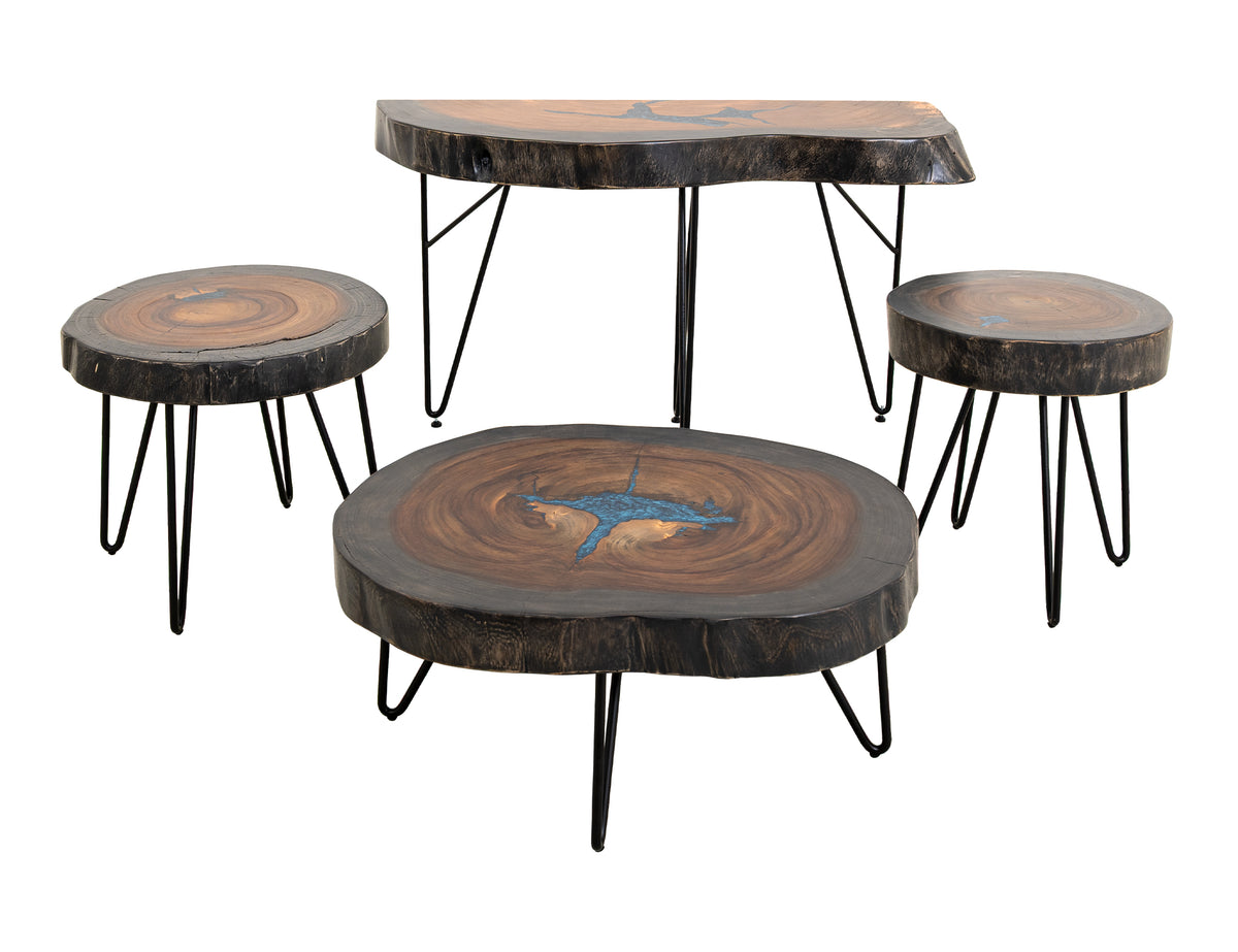 Parota Epoxy End Table, Live Edge - IFD8351ENDBL