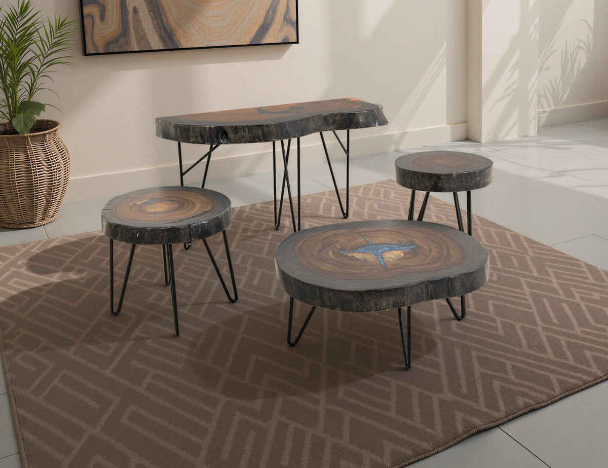 Parota Epoxy End Table, Live Edge - IFD8351ENDBL