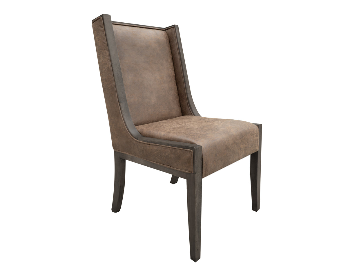 Dark Mezquite Upholstered Chair, Black, Wooden Chair - IFD6632CHU