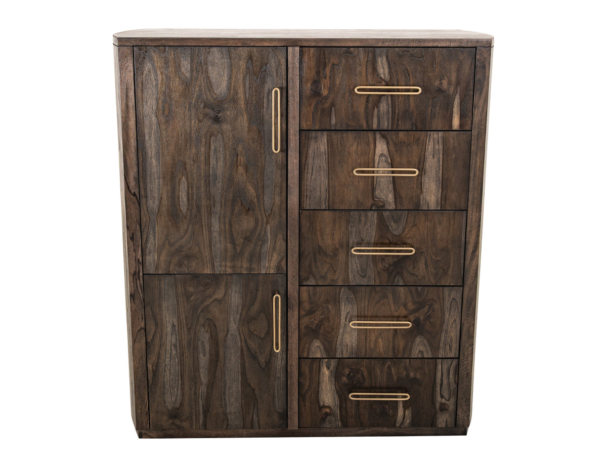 Black Balam Gentleman Chest, Black, 5 Drawer & 2 Door Gentleman's Chest