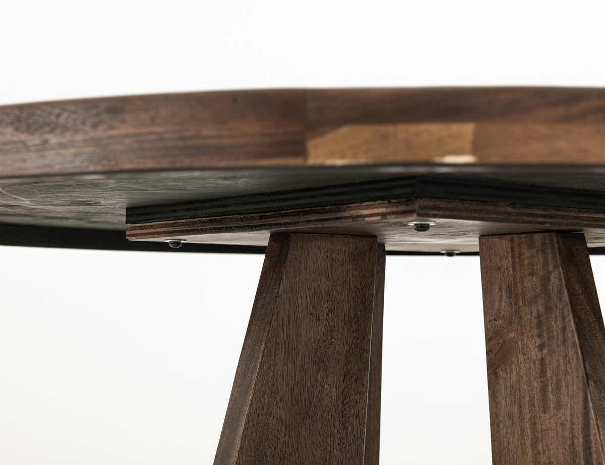 Balam Round Table, Brown, Cross Table Base