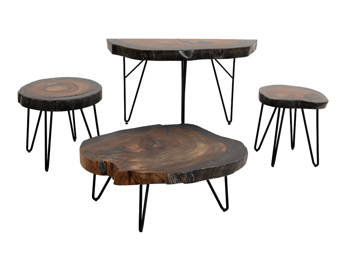 Parota Epoxy Cocktail Table, Live Edge - IFD8351CKTBL