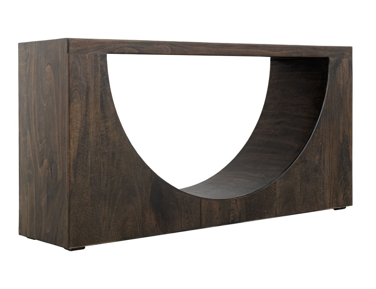 Dark Mezquite Sofa Table, Black, Wooden