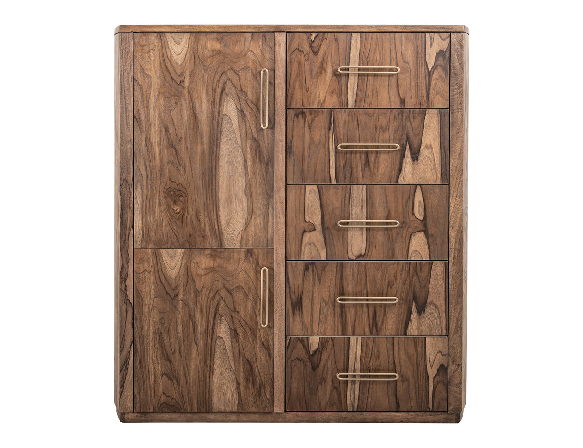 Balam Gentleman Chest, Brown, 5 Drawer & 2 Door Gentleman's Chest