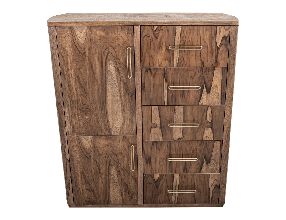 Balam Gentleman Chest, Brown, 5 Drawer & 2 Door Gentleman's Chest