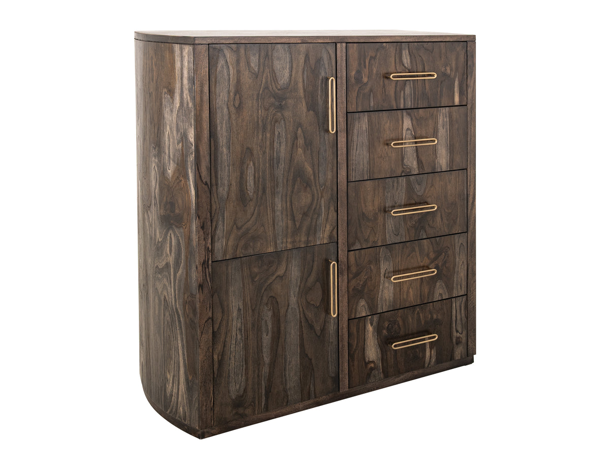Black Balam Gentleman Chest, Black, 5 Drawer & 2 Door Gentleman's Chest