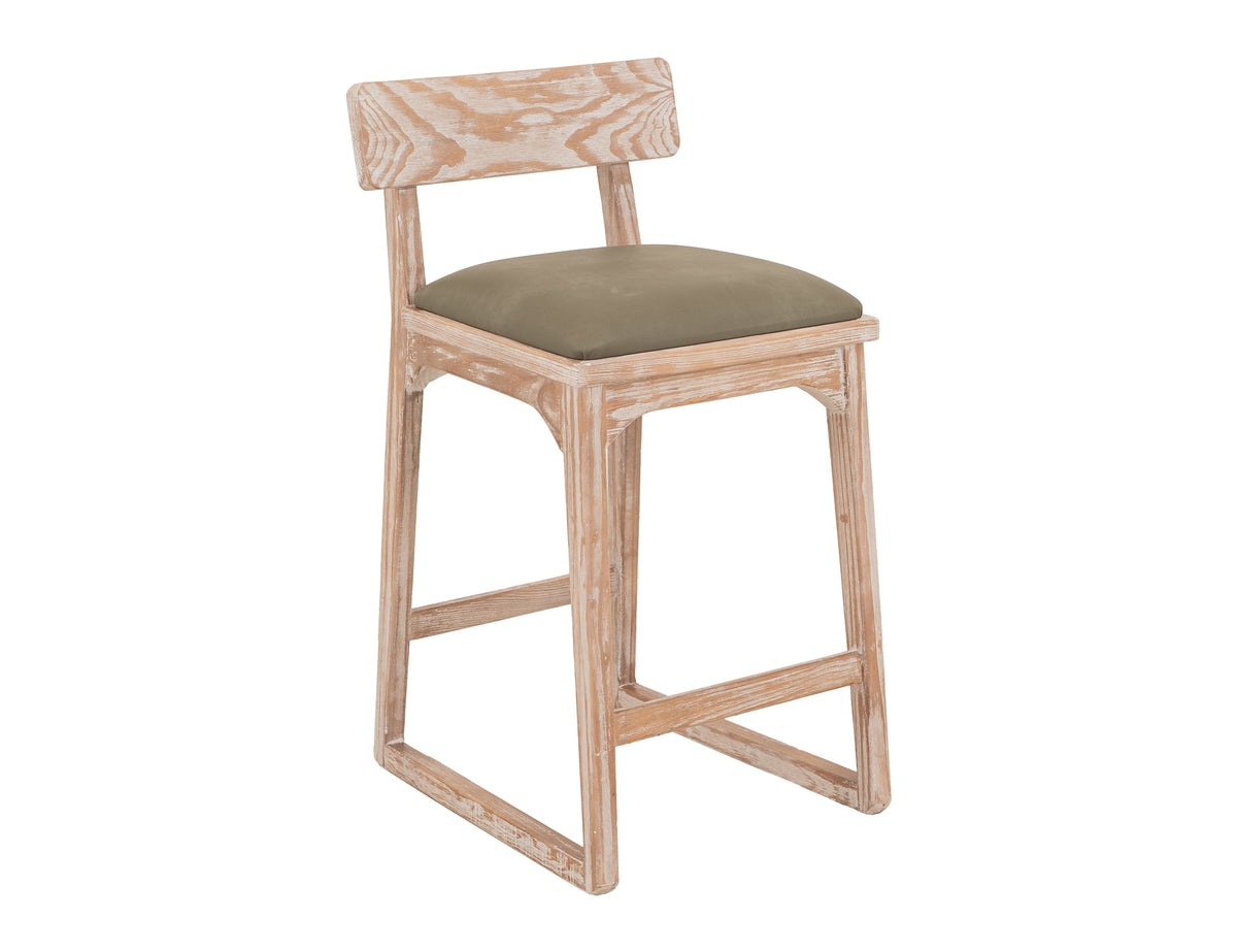 White Balam Upholstered Barstool, White, 30"