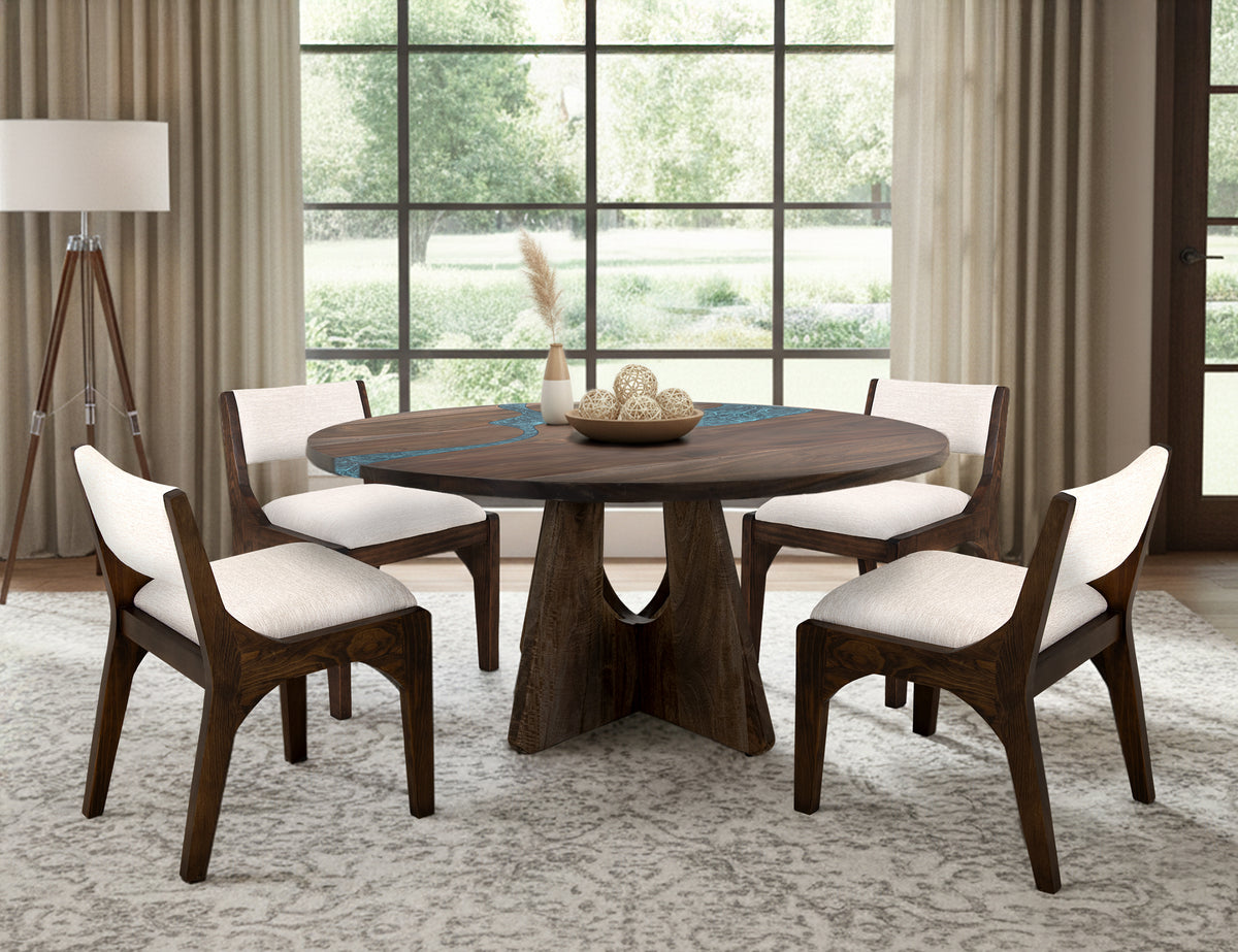 Zaphiro Round Table, Brown, Cross Table Base