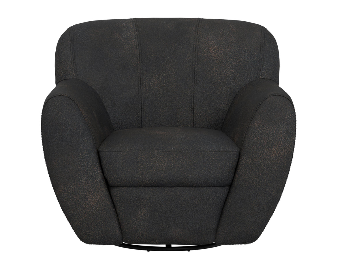 Tamesis Armchair, Black, Wooden Frame & Metal Base, 360 Degree Swivel Accent Chair