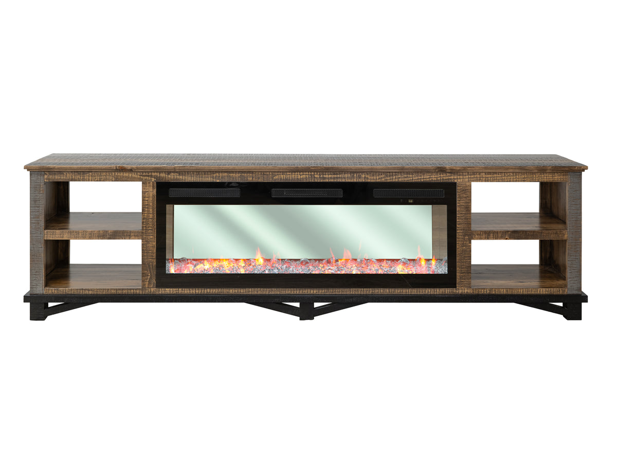 Loft Brown TV Stand, Multicolor, 4 Shelves Fireplace