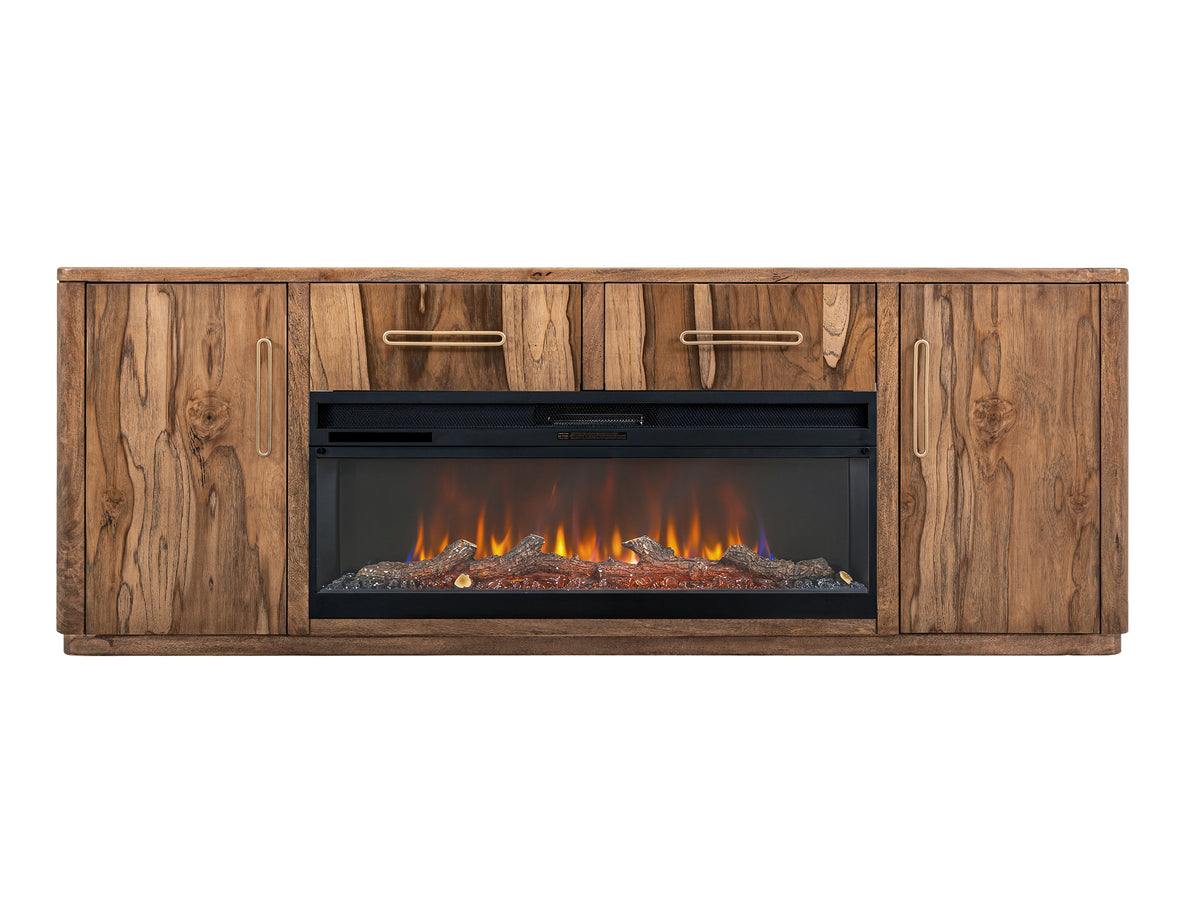 Balam TV Stand for Fire Place, Brown, 2 Drawer & 2 Door TV Stand, 80" for Fireplace