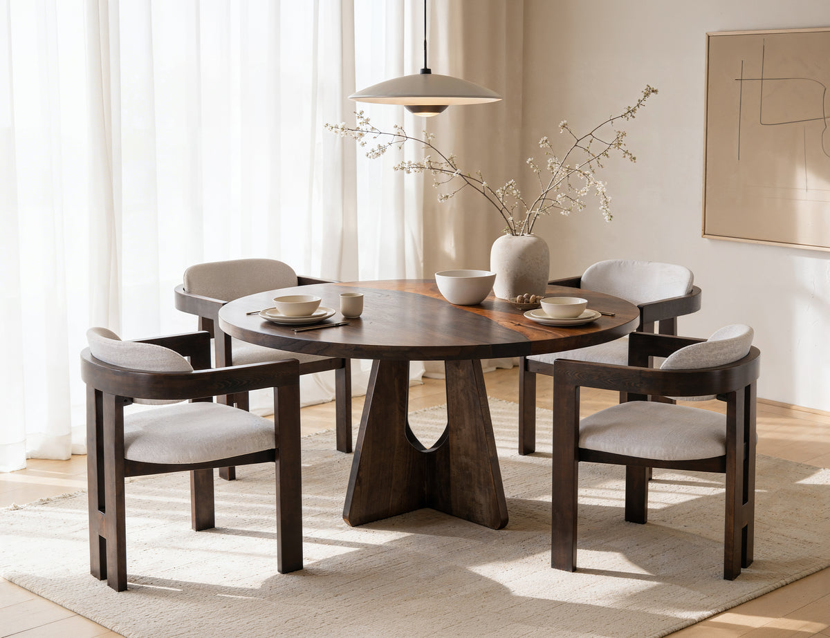 Raramuri Round Table, Black, Cross Table Base