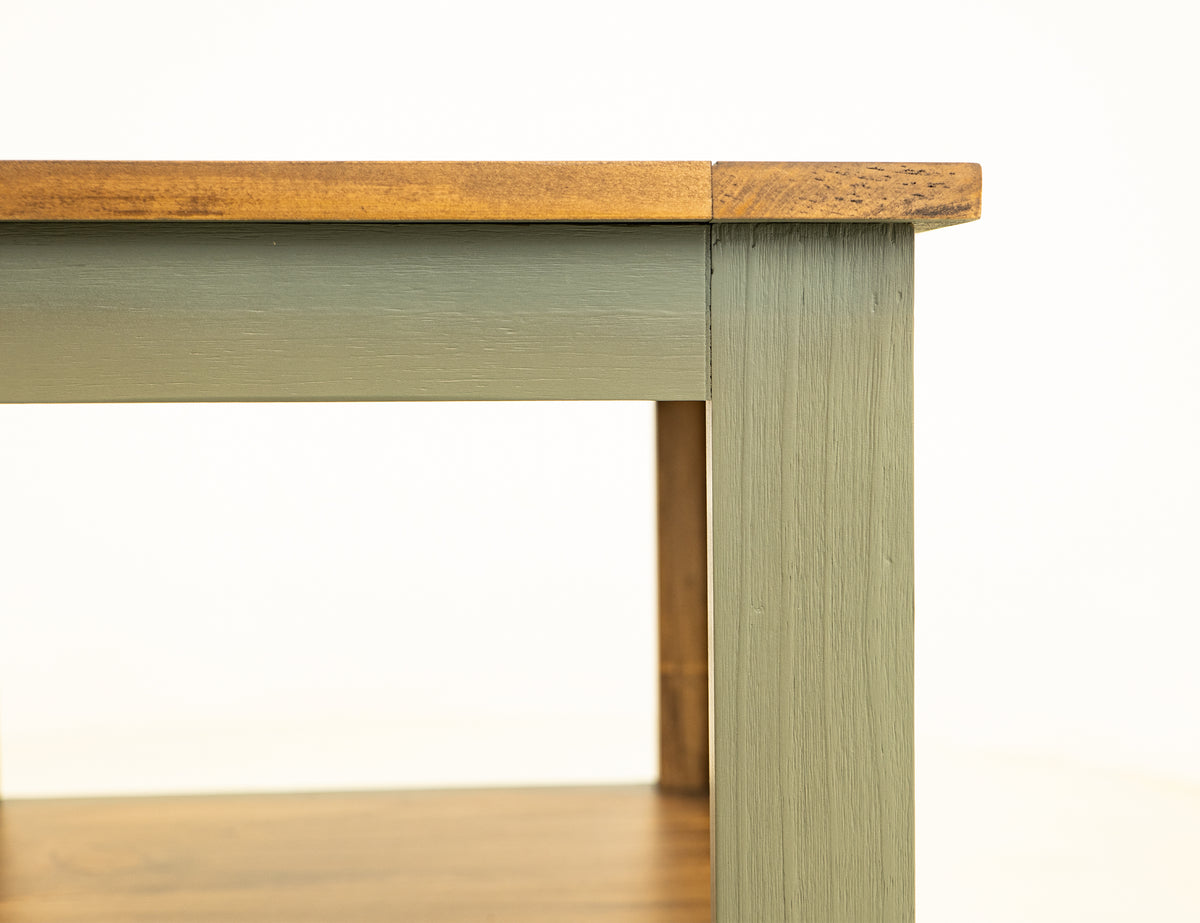 Timber End Table, 2 Drawer, 1 Shelf