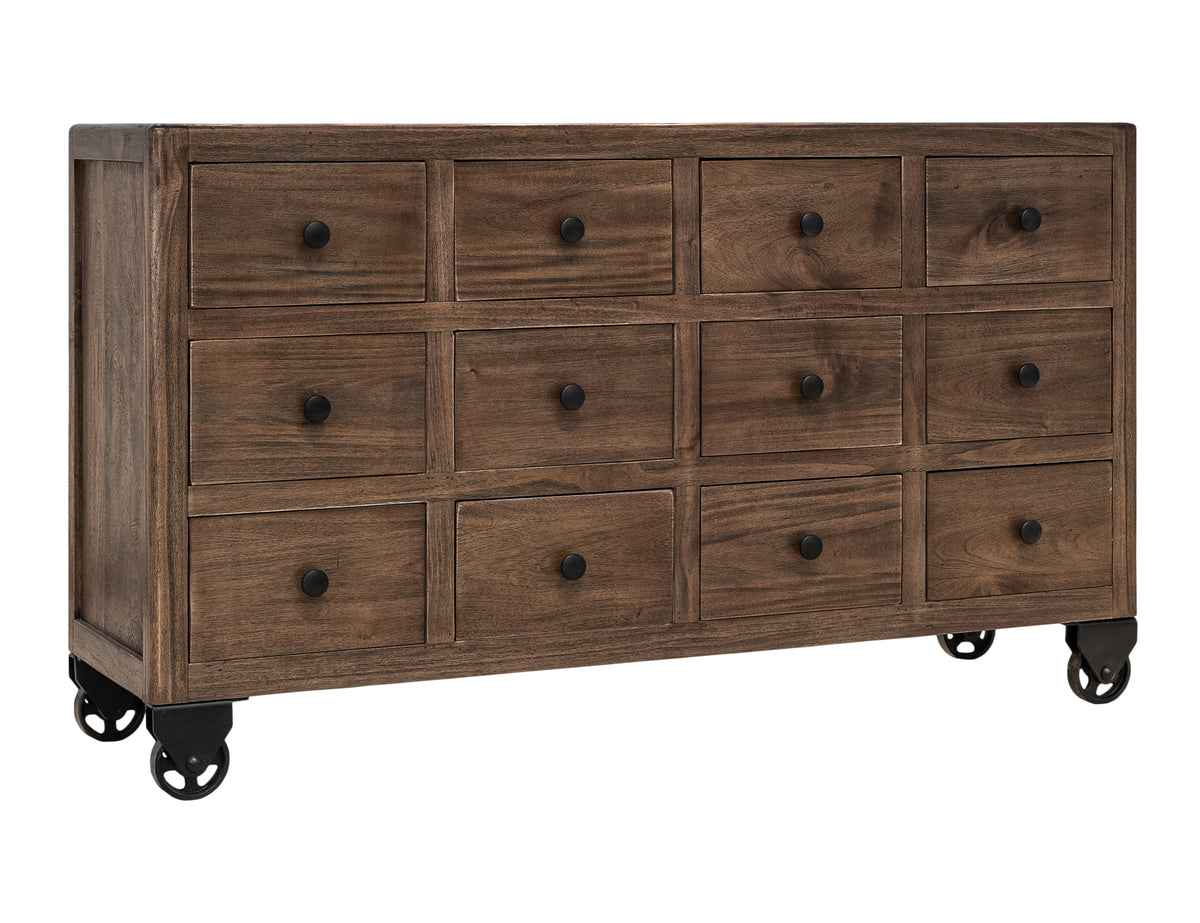 Oslo Console, Brown, 12 Drawer
