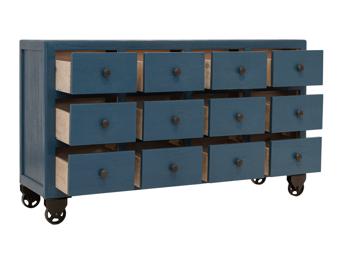 Oslo Console, Blue, 12 Drawer