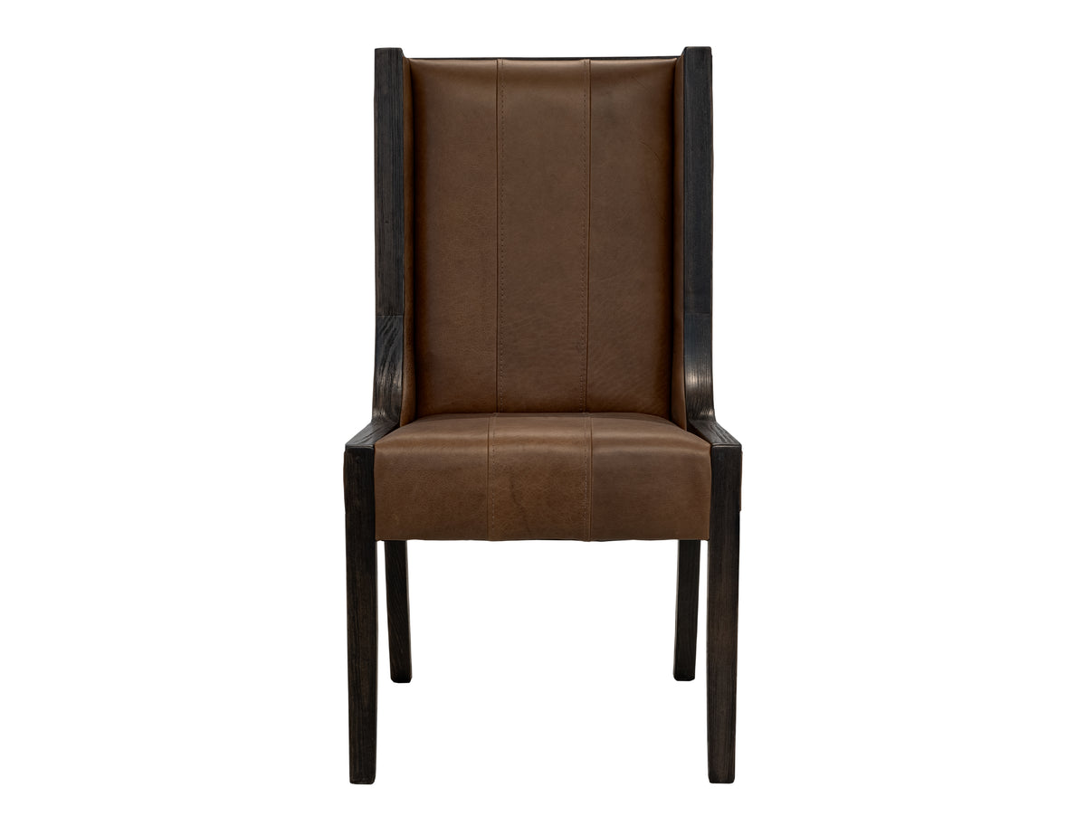 Black Balam Upholstered Chair, Brown, (100% Leather)