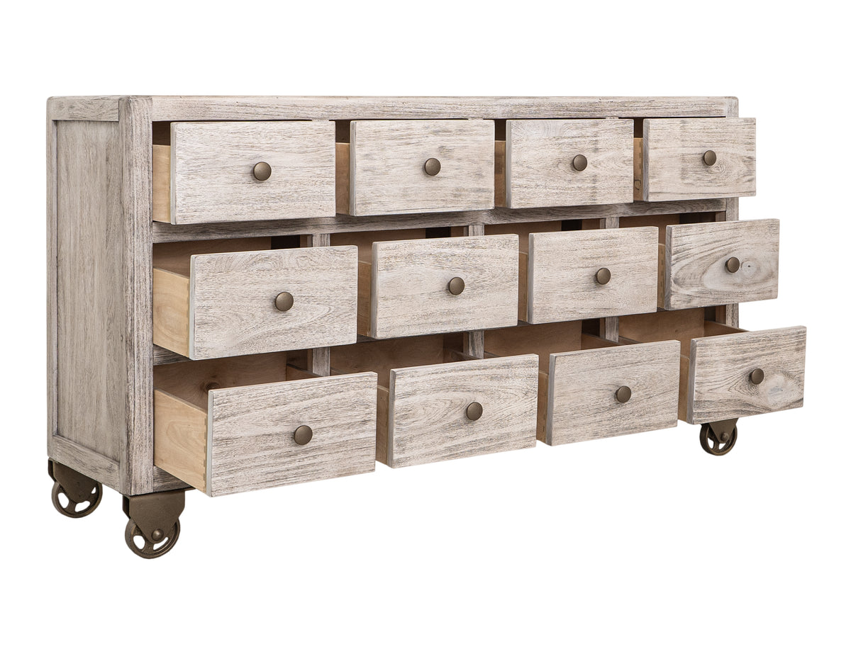 Oslo Console, White, 12 Drawer
