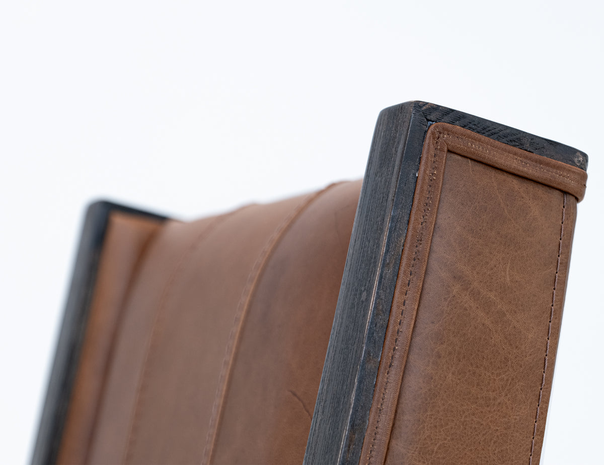 Black Balam Upholstered Chair, Brown, (100% Leather)