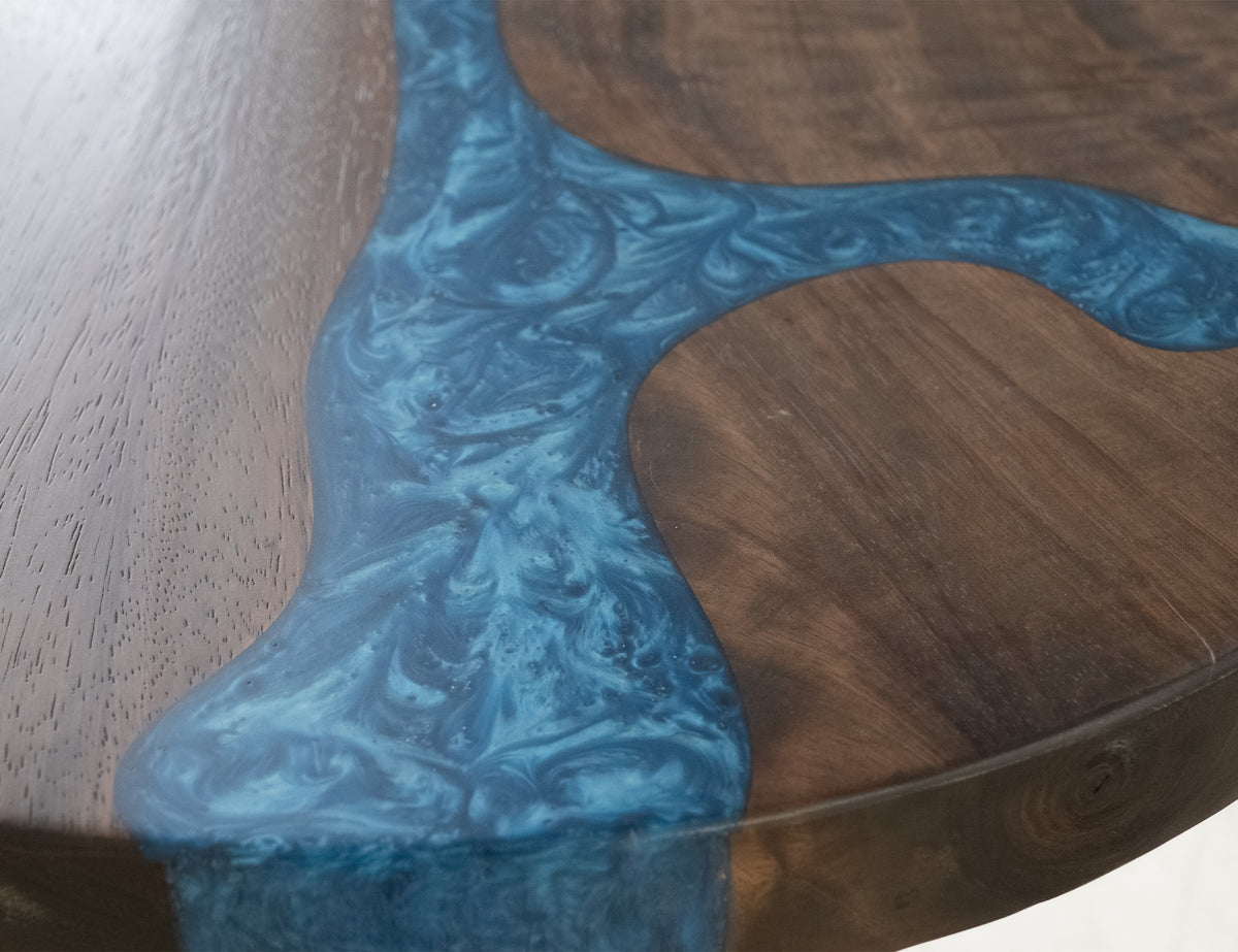 Zaphiro End Table, Brown - Parota/Mango & Resin