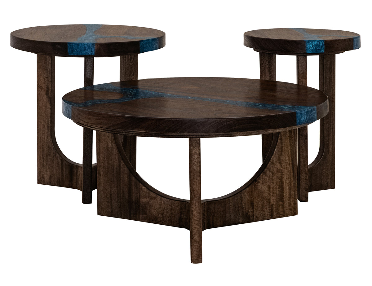 Zaphiro Chairside Table, Brown - Parota/Mango & Resin